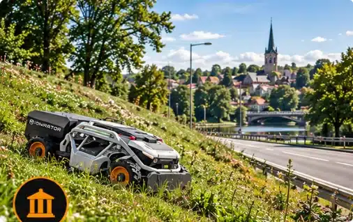 Mowrator pļauj ceļmalas nogāzi